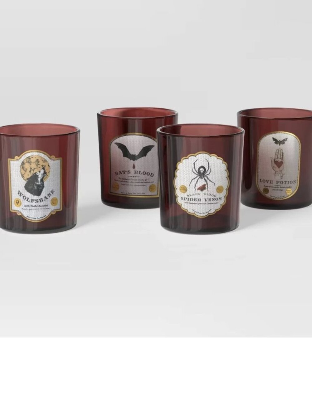 Threshold Halloween Potion Tumblers Set of 4 Burgundy Glasses 14 oz highball NEW